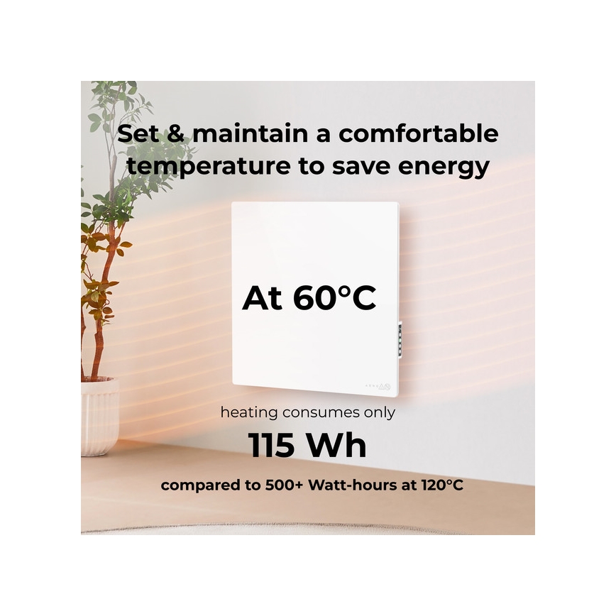 AENO - Slim elektrisch infraroodpaneel 500 W timer/thermostaat Wi‑Fi wit