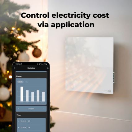 AENO - Slim elektrisch infraroodpaneel 500 W timer/thermostaat Wi‑Fi wit