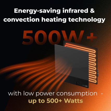 AENO - Slim elektrisch infraroodpaneel 500W timer/thermostaat Wi-Fi zwart