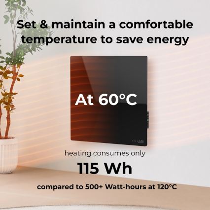AENO - Slim elektrisch infraroodpaneel 500W timer/thermostaat Wi-Fi zwart
