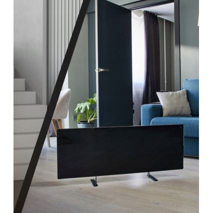 AENO - Slim elektrisch infraroodpaneel met LED scherm 700W timer/thermostaat IP44 Wi-fi zwart
