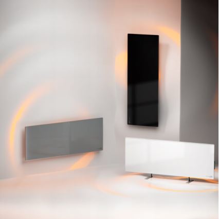 AENO - Slim elektrisch infraroodpaneel met LED scherm 700W timer/thermostaat IP44 Wi-fi zwart