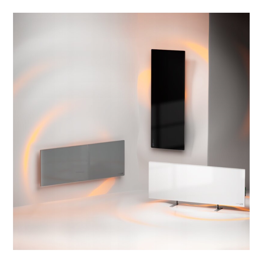 AENO - Slim elektrisch infraroodpaneel met LED scherm 700W timer/thermostaat IP44 Wi-fi zwart