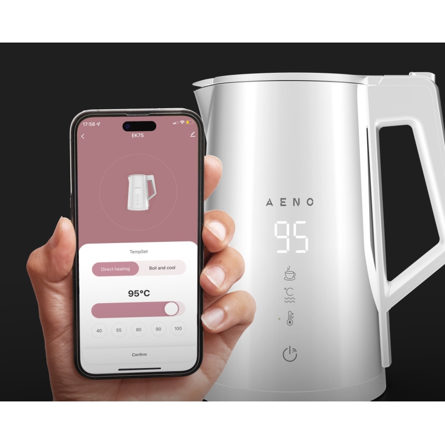 AENO - Slimme elektrische waterkoker met LED-display 1,7 l 2200W/230V wit