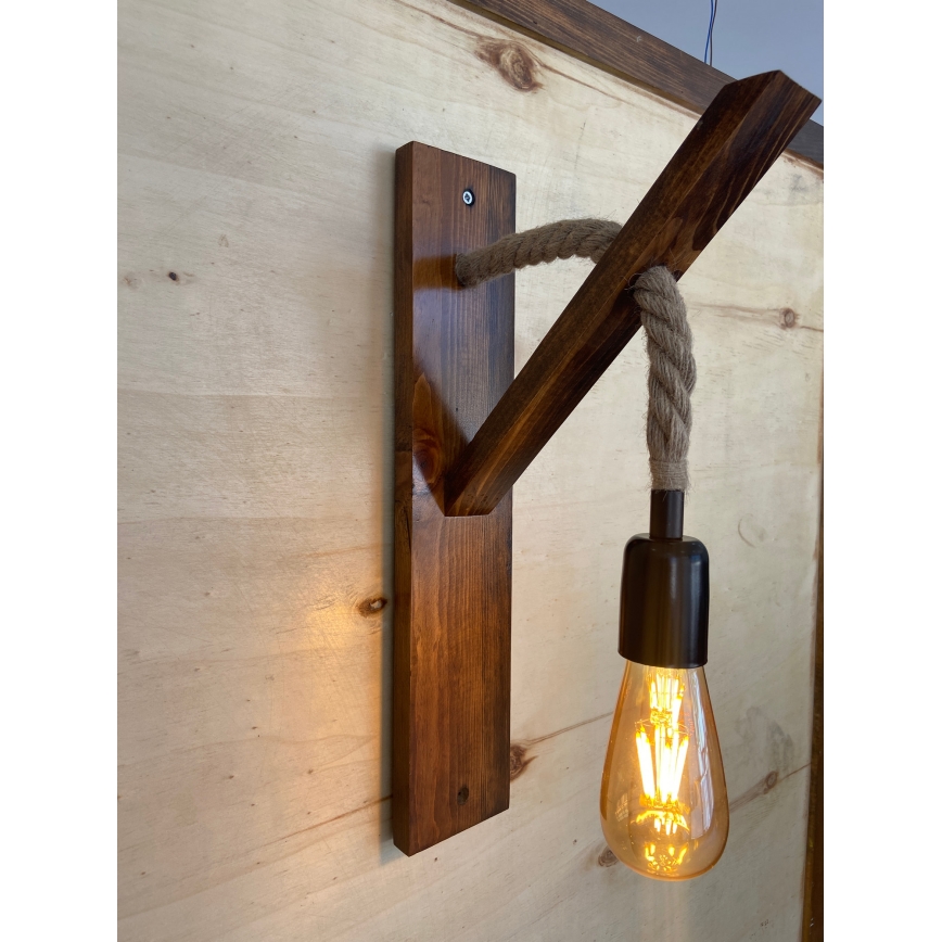 AHSAP Muur Lamp 1x E27/40W/230V, Pine/Walnut
