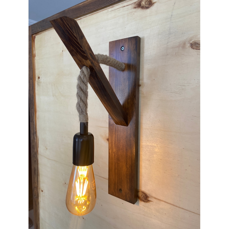 AHSAP Muur Lamp 1x E27/40W/230V, Pine/Walnut