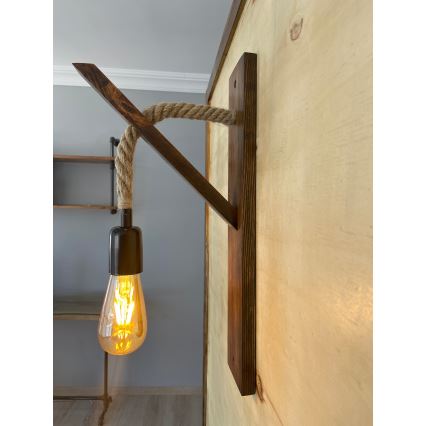 AHSAP Muur Lamp 1x E27/40W/230V, Pine/Walnut