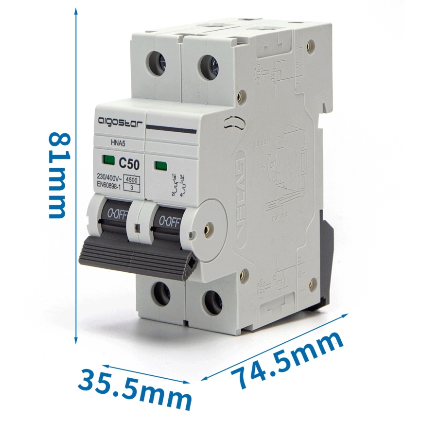 Aigostar - 2-polige automaat 2P-50A-C 230-400V