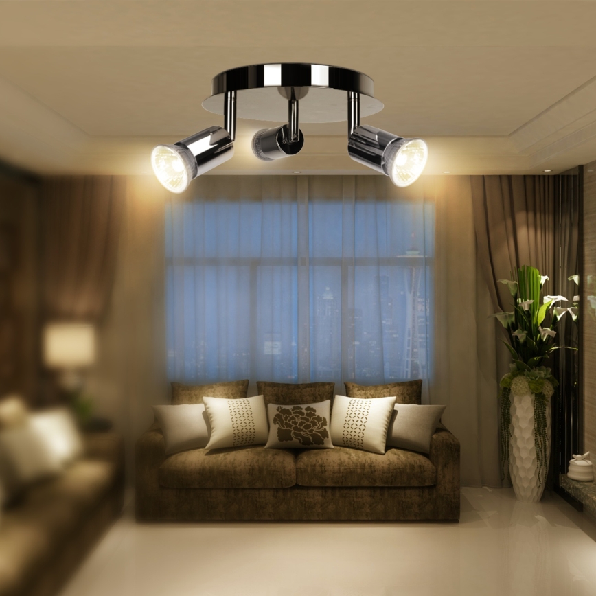 Aigostar - 3-lichts spotlamp 3xGU10/60W/230V glanzend chroom