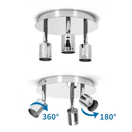 Aigostar - 3-lichts spotlamp 3xGU10/60W/230V glanzend chroom