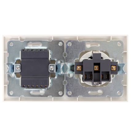 Aigostar - 3-voudige schakelaar nr. 3 en SCHUKO-stopcontact 230V met afdekraam, wit