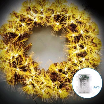 Aigostar - 3D LED buitenkerstkrans, 72xLED, 3xAA, Ø 50 cm, IP44, warm wit