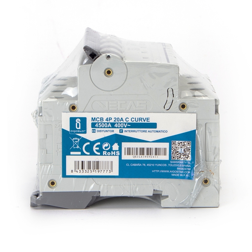 Aigostar - 4-polige installatieautomaat 4P-20A-C 400V