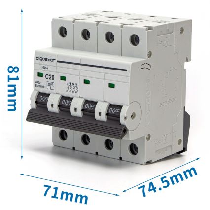 Aigostar - 4-polige installatieautomaat 4P-20A-C 400V