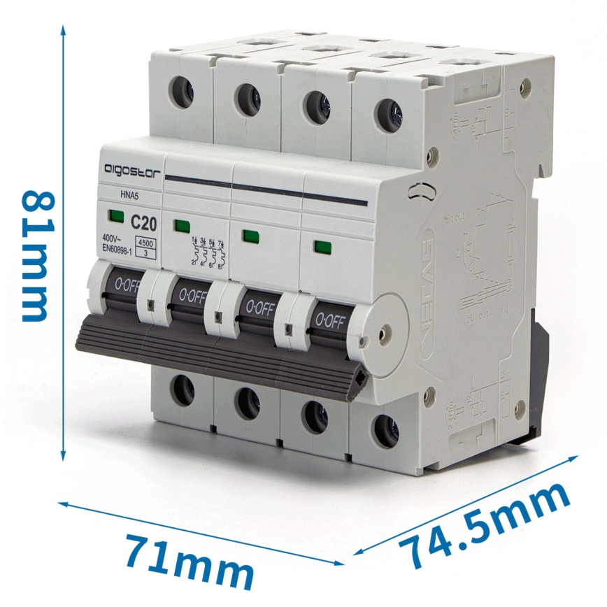 Aigostar - 4-polige installatieautomaat 4P-20A-C 400V