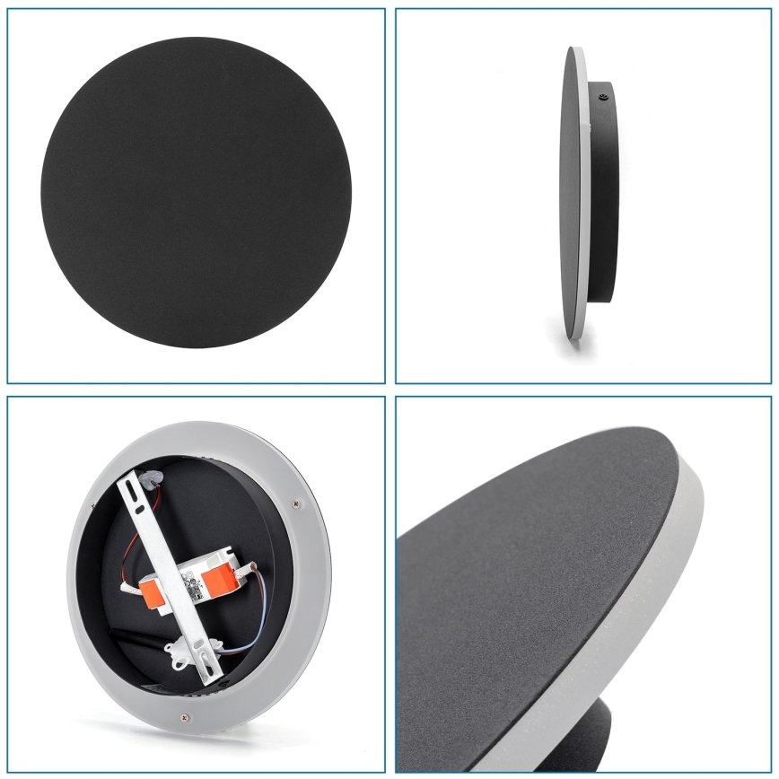 Aigostar - Applique murale LED/12W/230V 6500K 25 cm noir