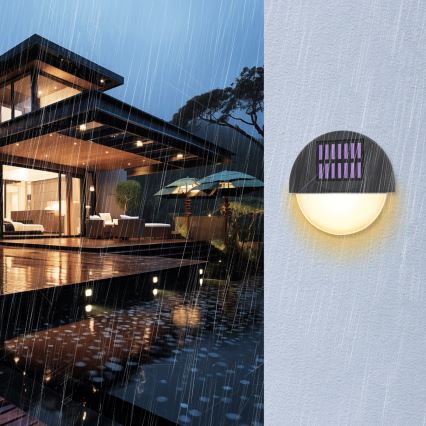 Aigostar - Applique murale solaire LED/1W/1,2V noir 200 mAh 2700K IP44