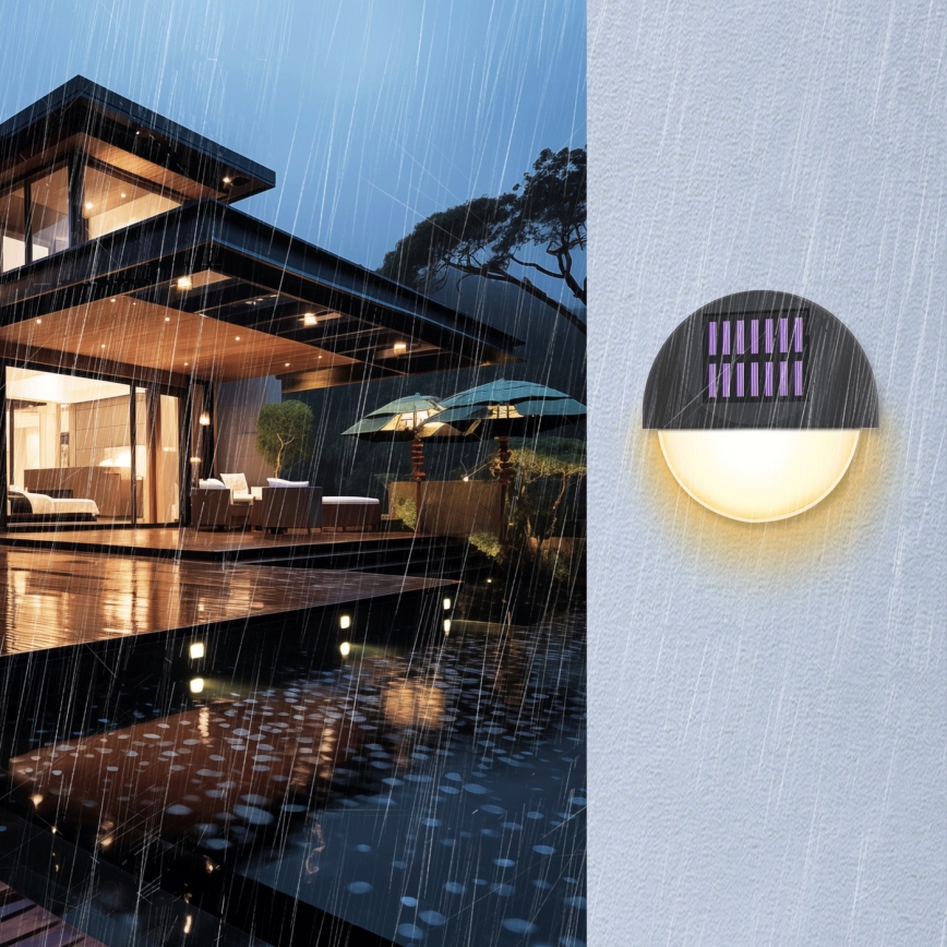 Aigostar - Applique murale solaire LED/1W/1,2V noir 200 mAh 2700K IP44