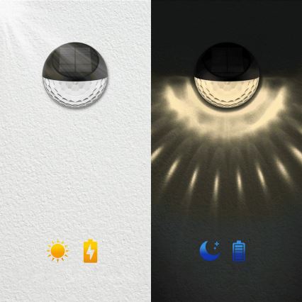 Aigostar - Applique murale solaire LED/2W/1,2V noir 300 mAh 2700K IP44