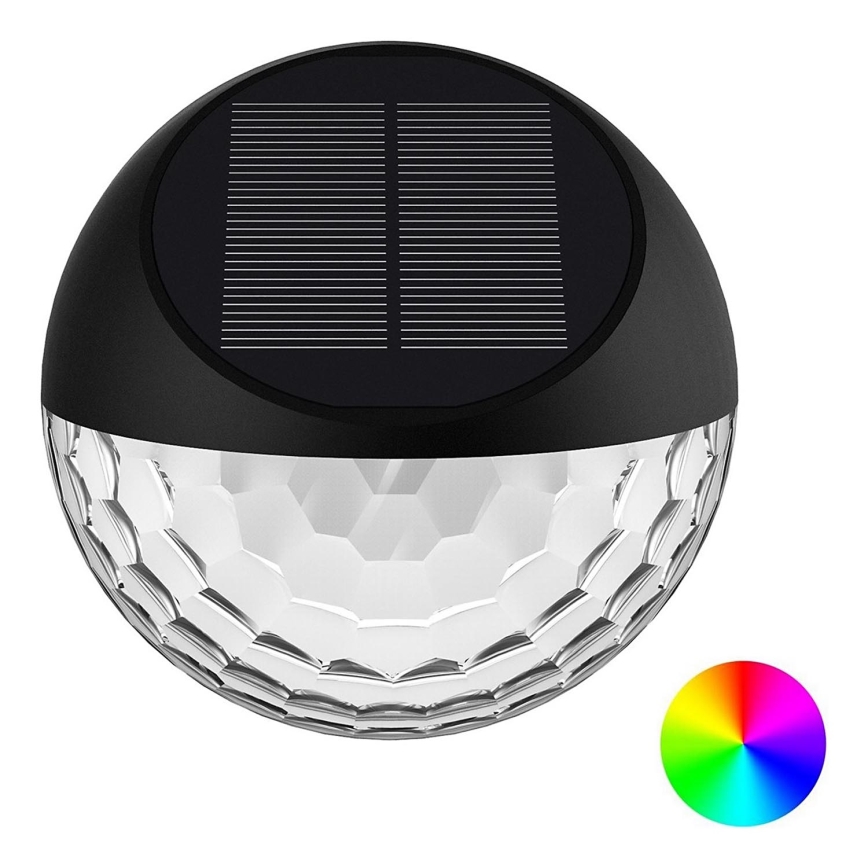Aigostar - Applique murale solaire RGB LED/2W/1,2V 300 mAh noir IP44