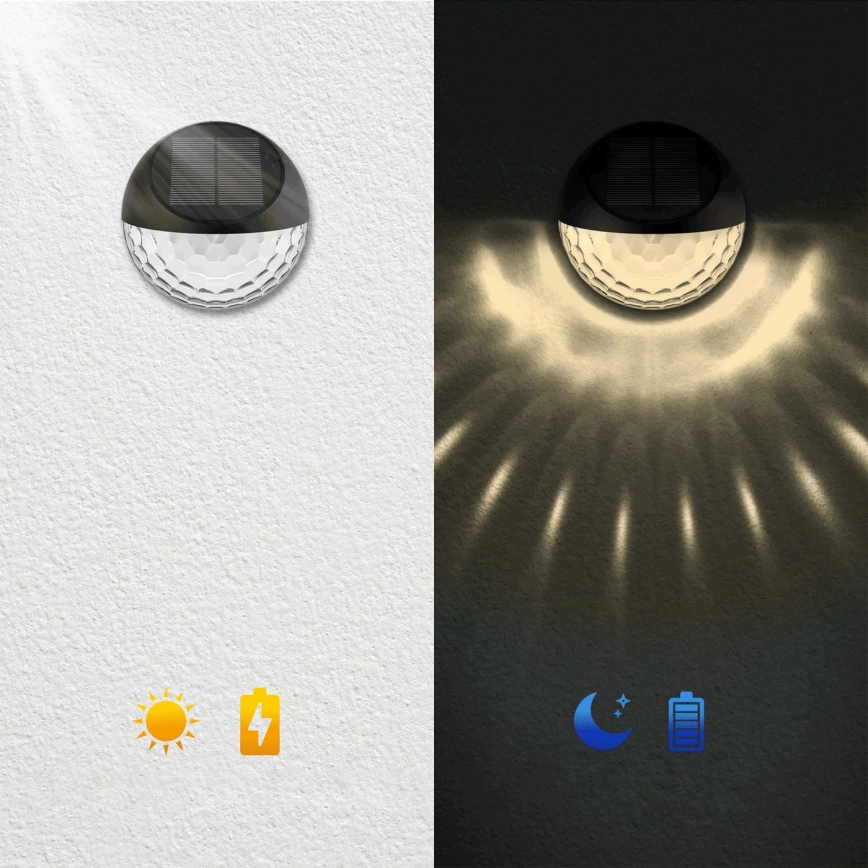 Aigostar - Applique murale solaire RGB LED/2W/1,2V 300 mAh noir IP44