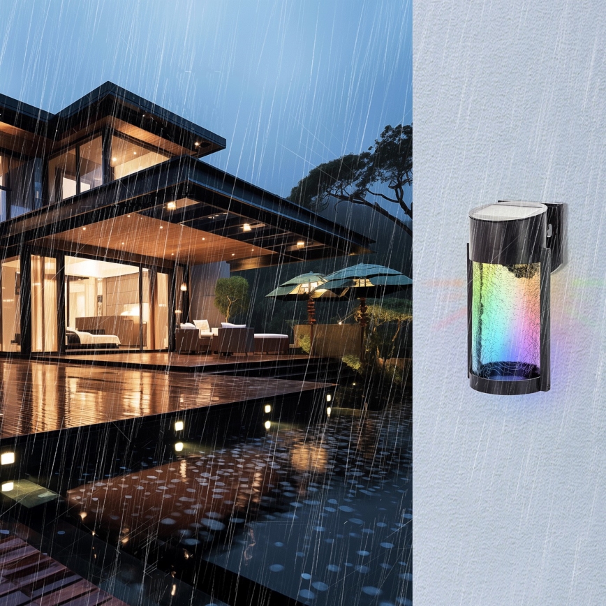 Aigostar - Applique murale solaire RGB LED/2W/1,2V noir IP44