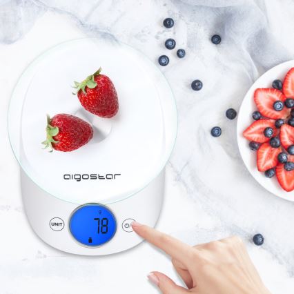 Aigostar - Balance de cuisine 2xCR2032 blanc