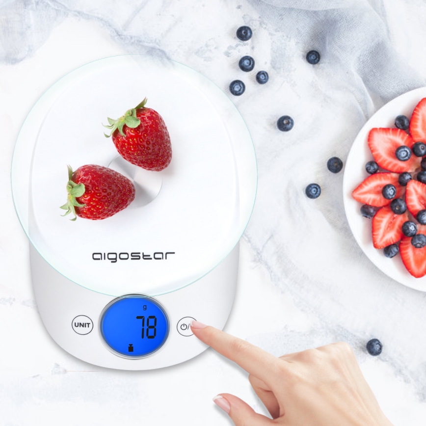 Aigostar - Balance de cuisine 2xCR2032 blanc