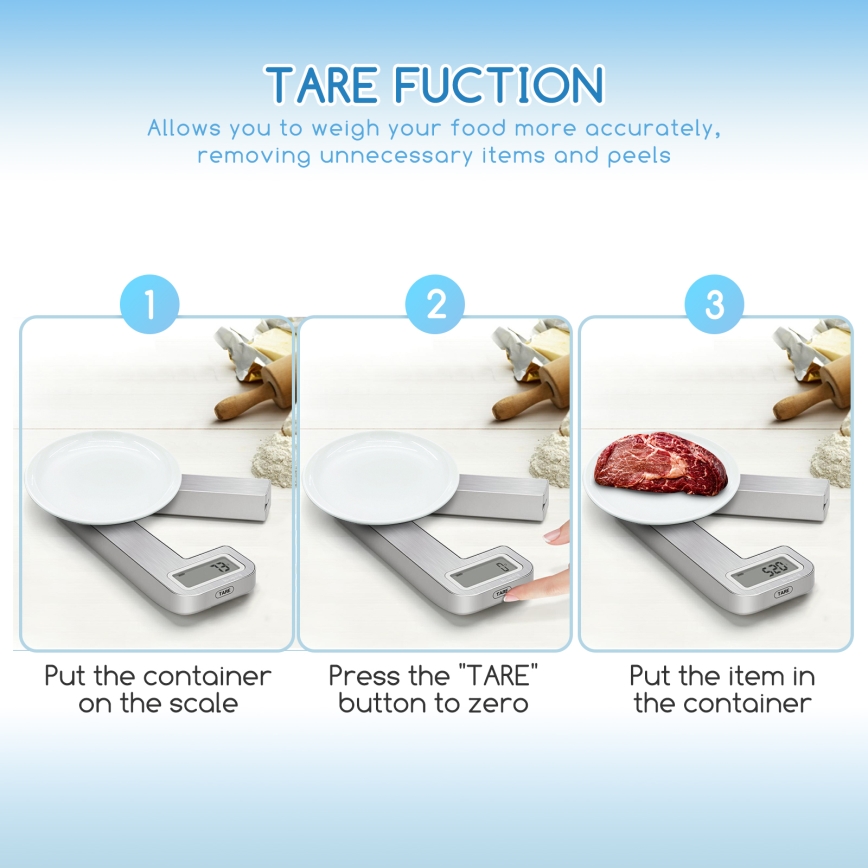 Aigostar - Balance de cuisine pliable 5kg chrome mat