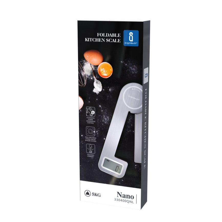 Aigostar - Balance de cuisine pliable 5kg chrome mat