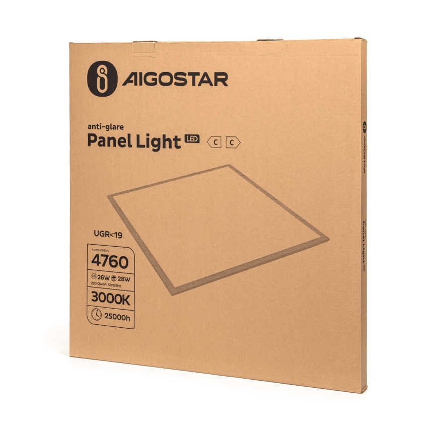 Aigostar - Bevestigd LED paneel LED/28W/230V High Efficiency UGR<19 3000K 59,5x59,5 cm