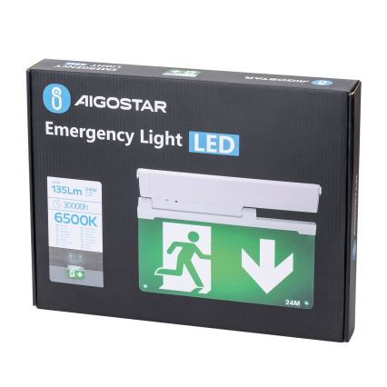 Aigostar - Bloc de secours EMERGENCY EXIT LED/3,6W/230V 6500K 500mAh