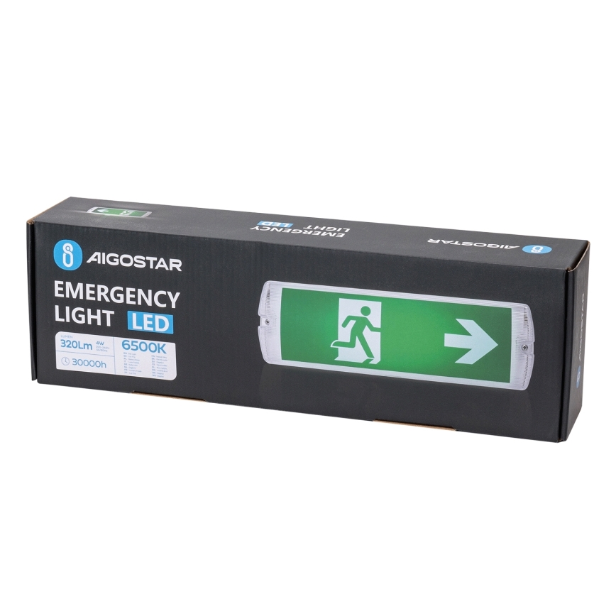 Aigostar - Bloc de secours EMERGENCY EXIT LED/4W/230V IP65 6500K 600mAh