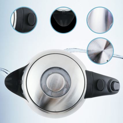Aigostar - Bouilloire 1,7 l 2200W/230V chrome mat/noir