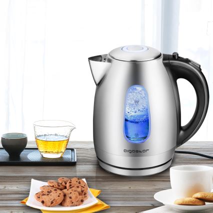 Aigostar - Bouilloire 1,7 l 2200W/230V chrome mat/noir