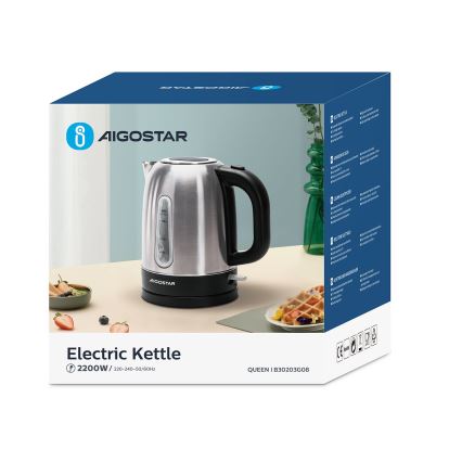 Aigostar - Bouilloire 1,7l 2200W/230V chrome mat