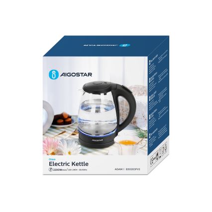 Aigostar - Bouilloire 1,7l 2200W/230V noir