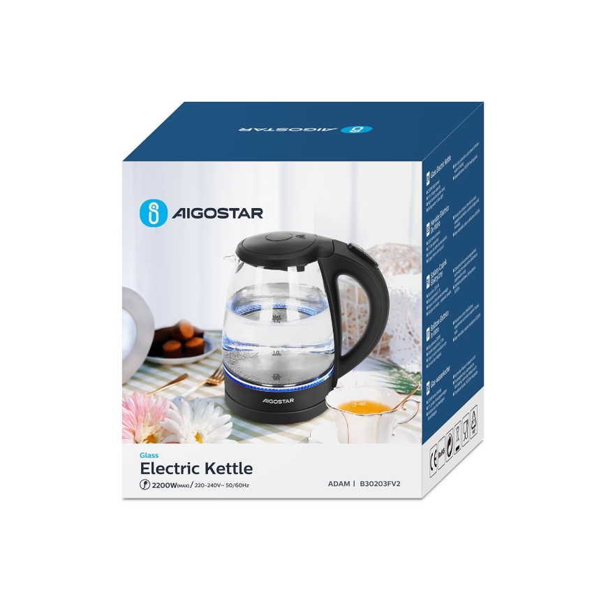 Aigostar - Bouilloire 1,7l 2200W/230V noir