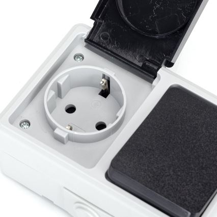 Aigostar - Buiten schakelaar 1P met stopcontact 1x16A/250V IP54 SCHUKO