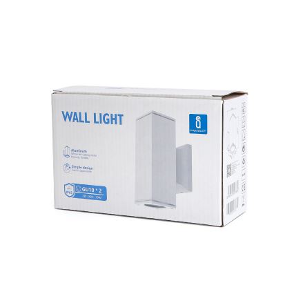 Aigostar - Buitenmuurlamp 2xGU10/230V IP65 wit vierkant