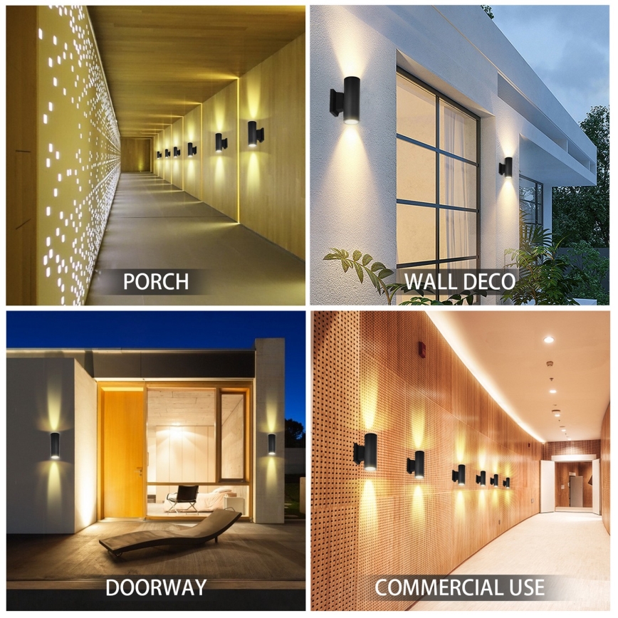 Aigostar - Buitenmuurlamp 2xGU10/35W/230V zwart IP65 rond