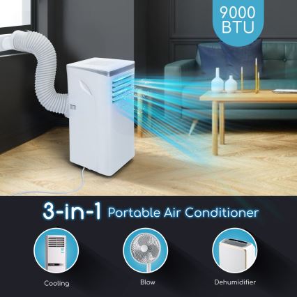 Aigostar - Climatiseur mobile intelligent 3 en 1 1003W/230V 9000 BTU Wi-Fi blanc + télécommande