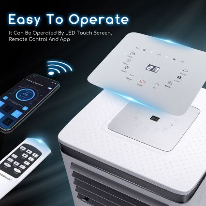Aigostar - Climatiseur mobile intelligent 3 en 1 1003W/230V 9000 BTU Wi-Fi blanc + télécommande