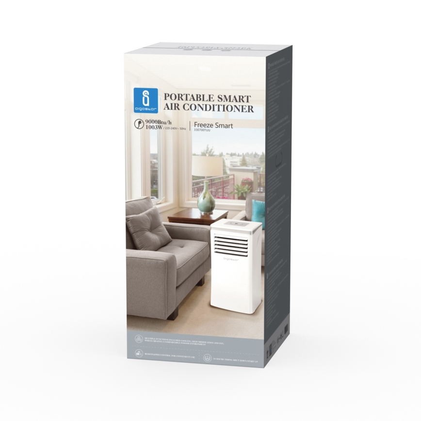 Aigostar - Climatiseur mobile intelligent 3 en 1 1003W/230V 9000 BTU Wi-Fi blanc + télécommande