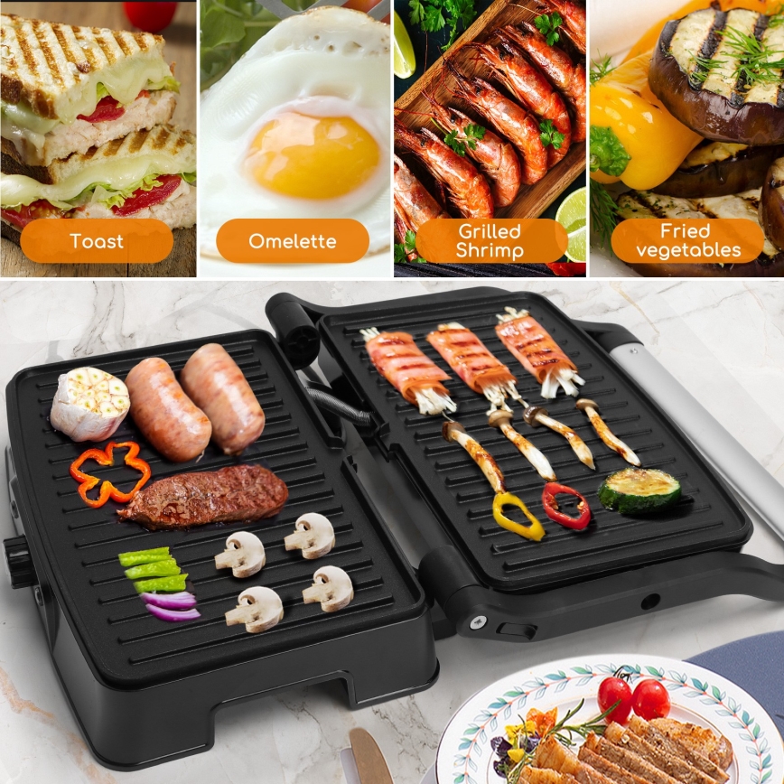 Aigostar - Contactgrill 1500W/230V mat chroom/zwart