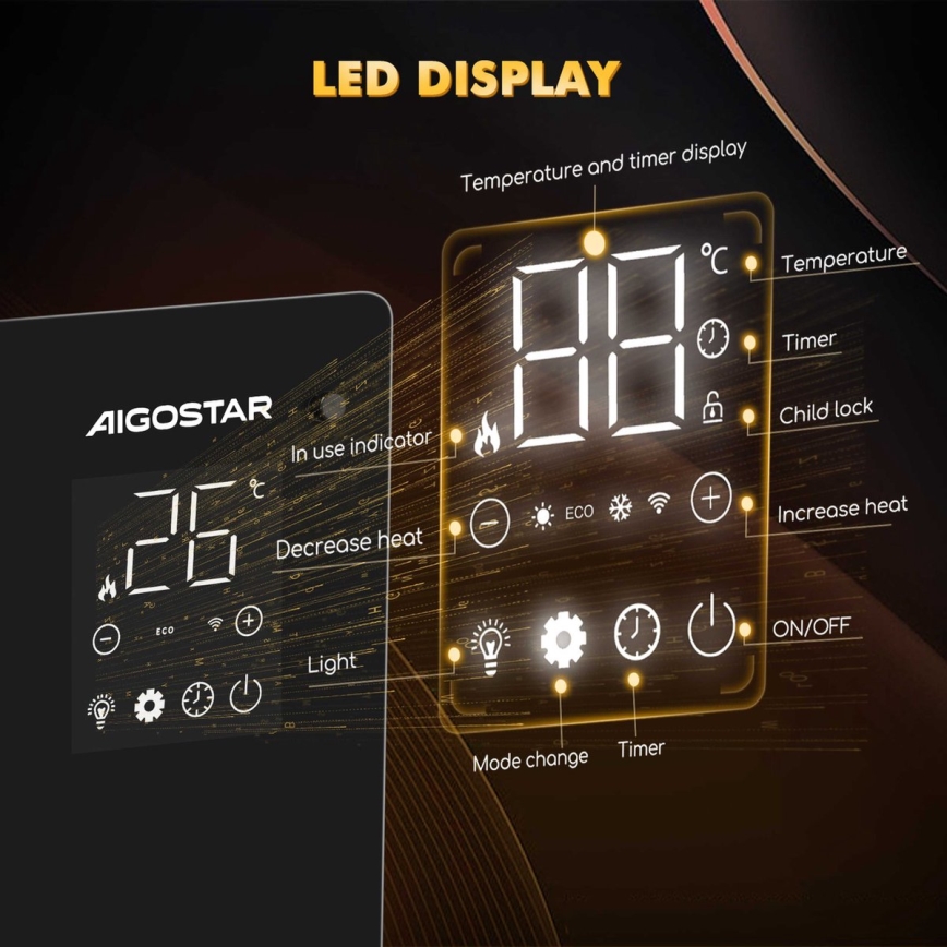 Aigostar - Convecteur électrique intelligent 2000 W Wi‑Fi