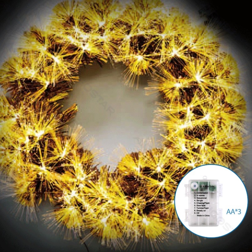 Aigostar - Couronne de Noël LED 3D d'extérieur 72 LED/3xAA Ø 50 cm IP44 blanc chaud