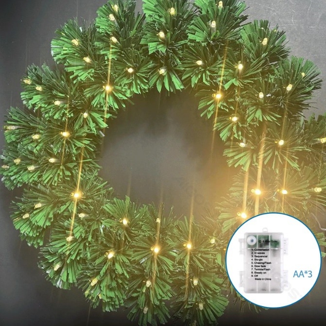 Aigostar - Couronne de Noël LED d'extérieur 72 LED/3xAA Ø 50 cm IP44 blanc chaud