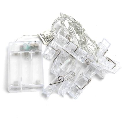Aigostar - Decoratieve LED ketting met pegs 20xLED/3xAA 3,3m warm wit