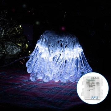 Aigostar - Decoratieve LED Lichtsnoer voor buiten 50xLED/8 Functies/3xAA 5,3m IP44 koud wit